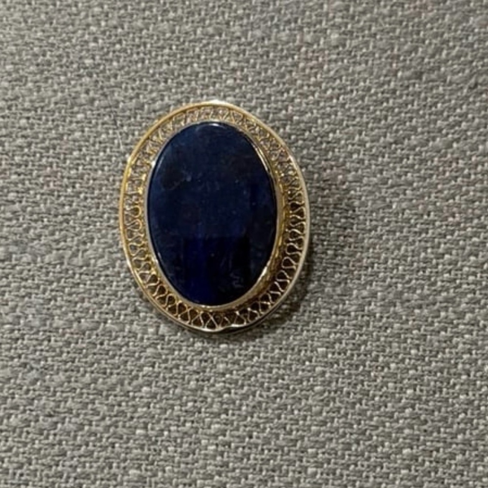 Cassell Blue Agate 12k Gold Filled Brooch